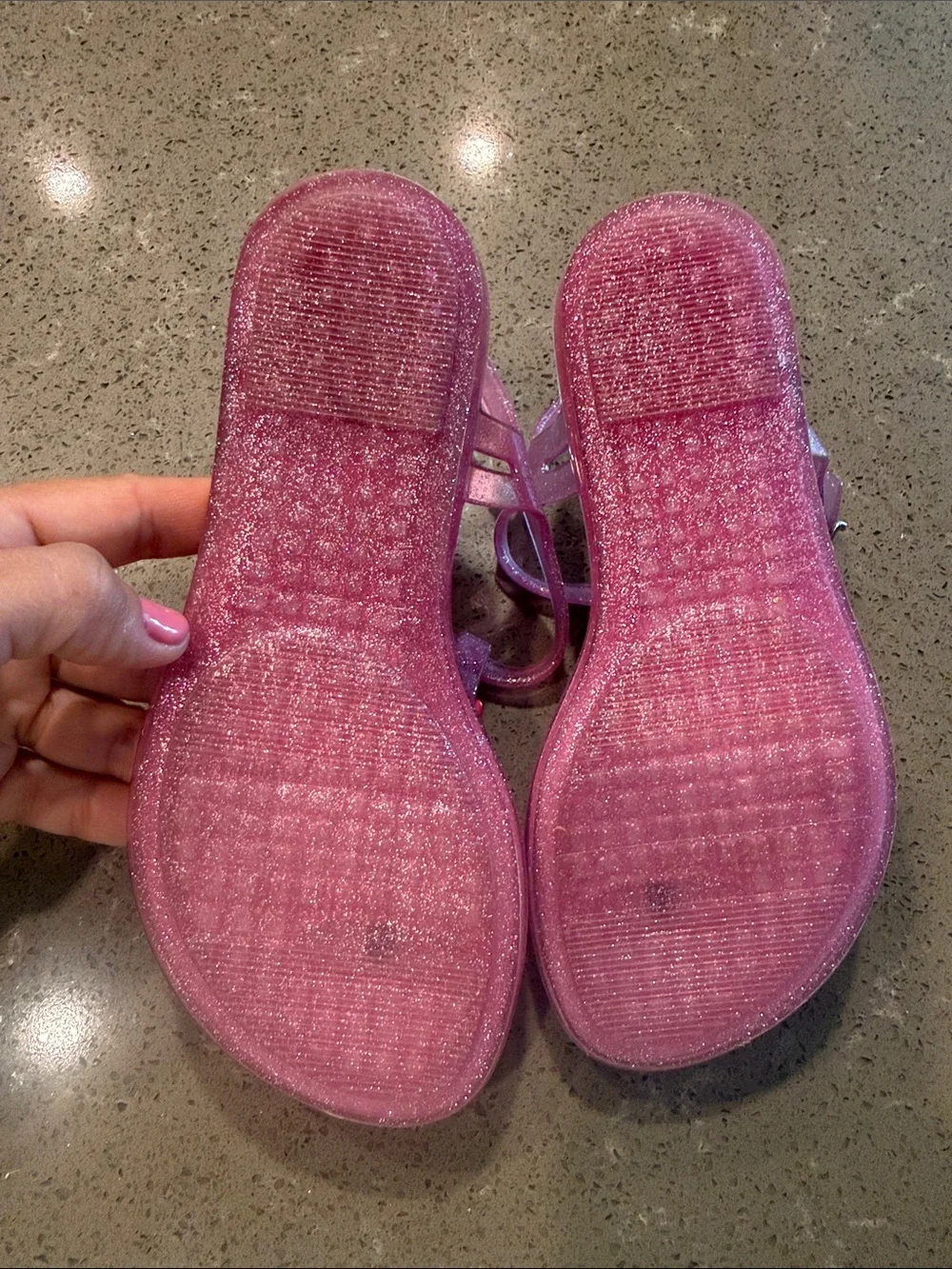 New! Mini Melissa Solar Pink Glitter Jelly Sandals